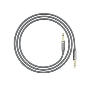 Portronics Konnect Aux 7 3.5mm Male to Male Aux Cable with 2 Meter Strong Nylon Braided Cable(Grey)